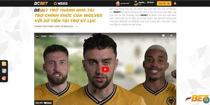 Debet đã trở thành nhà tài trợ chính thức của Wolves