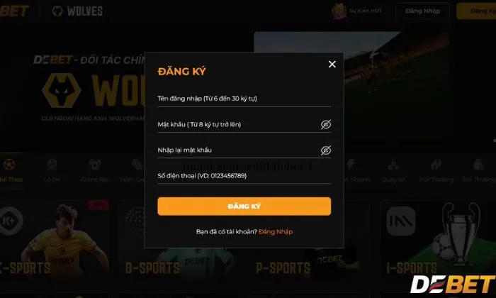 Đăng ký tài khoản chơi Fortnite Debet