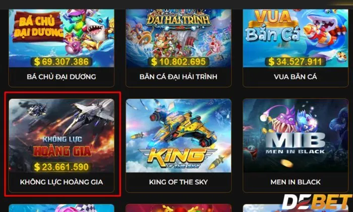 Các bước tham gia Không Lực Hoàng Gia tại cổng game Debet