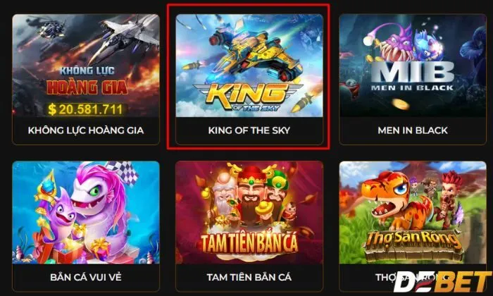 Trải nghiệm game bắn cá đỉnh cao King Of The Sky Debet 