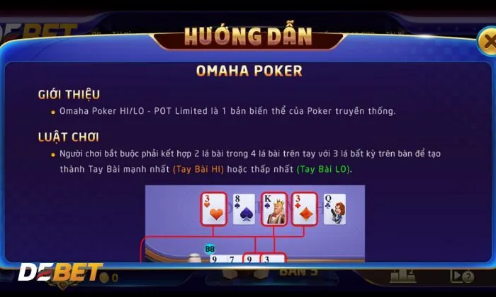 Hướng dẫn chơi game bài Poker tại Debet